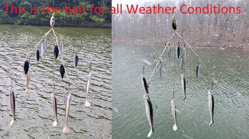 Fishing Vault Fully Rigged 5 Arms 8 Bladed Umbrella Rig Bass Lure W/Swim Baits and Jig Heads Included - Image 3